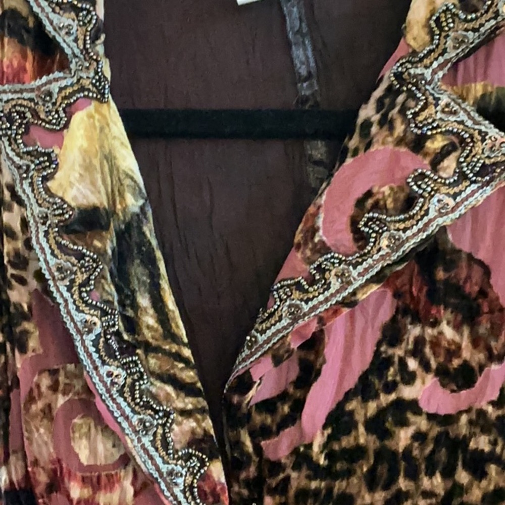 Alberto Makali Multicolor Mixed-Print Velvet-Trim & Beaded Jacket - Picture 5 of 15